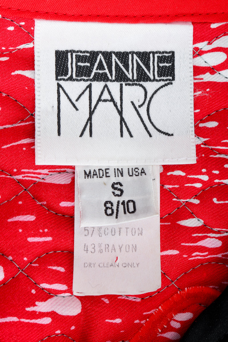 Recess Vintage Jeanne Marc label on red print fabric