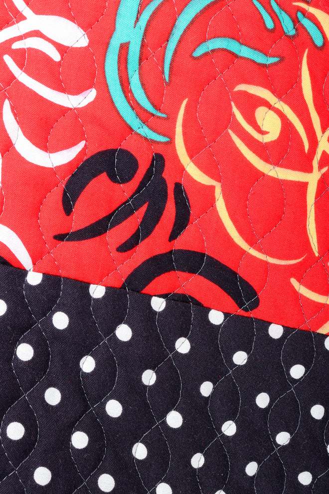 Recess Vintage Jeanne Marc Multicolor Quilted Patchwork Duster Coat, fabric print detail