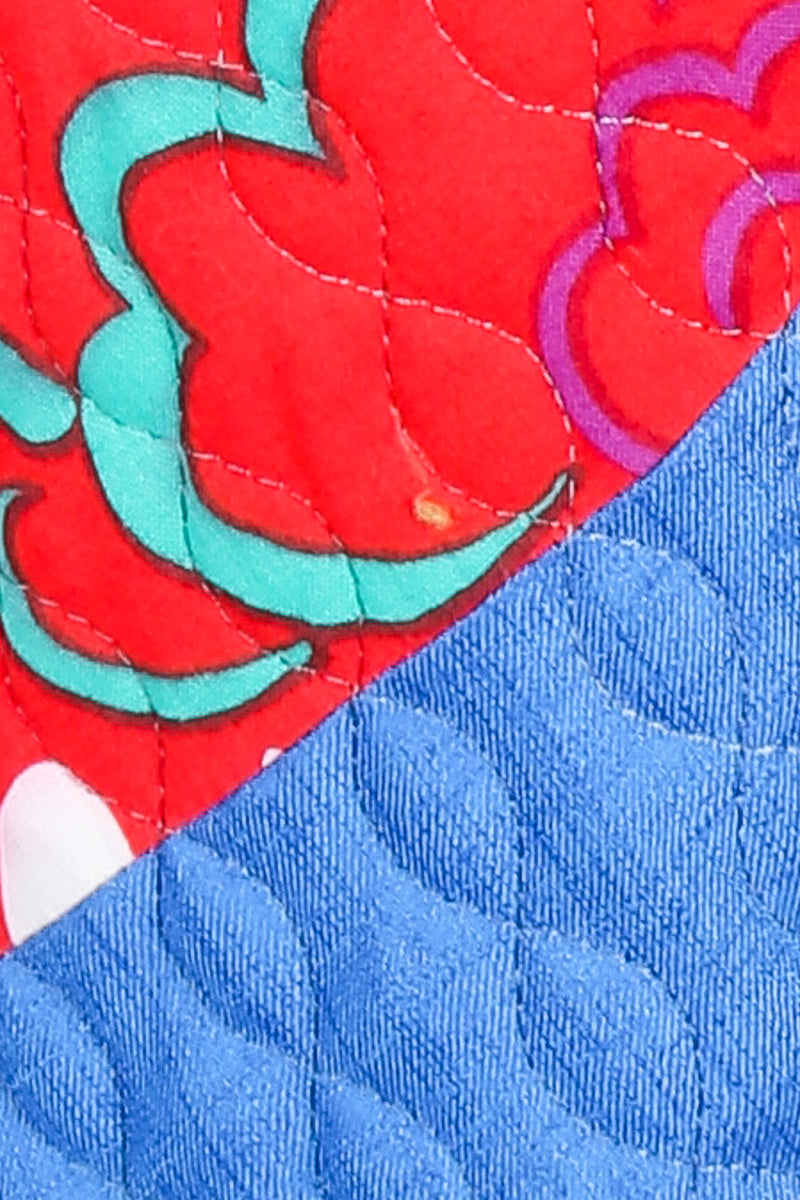 Recess Vintage Jeanne Marc Multicolor Quilted Patchwork Duster Coat, fabric detal