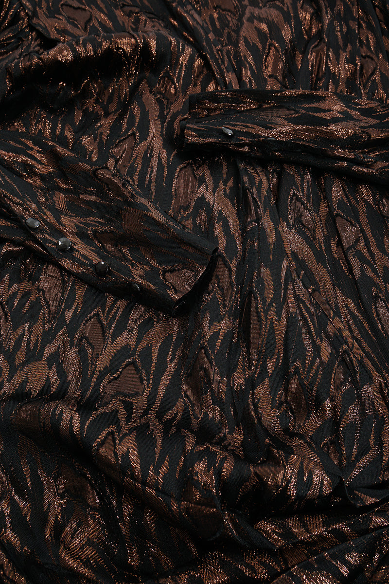 Vintage Jerri Sherman Faux Bois Brocade Blouse fabric detail at Recess Los Angeles