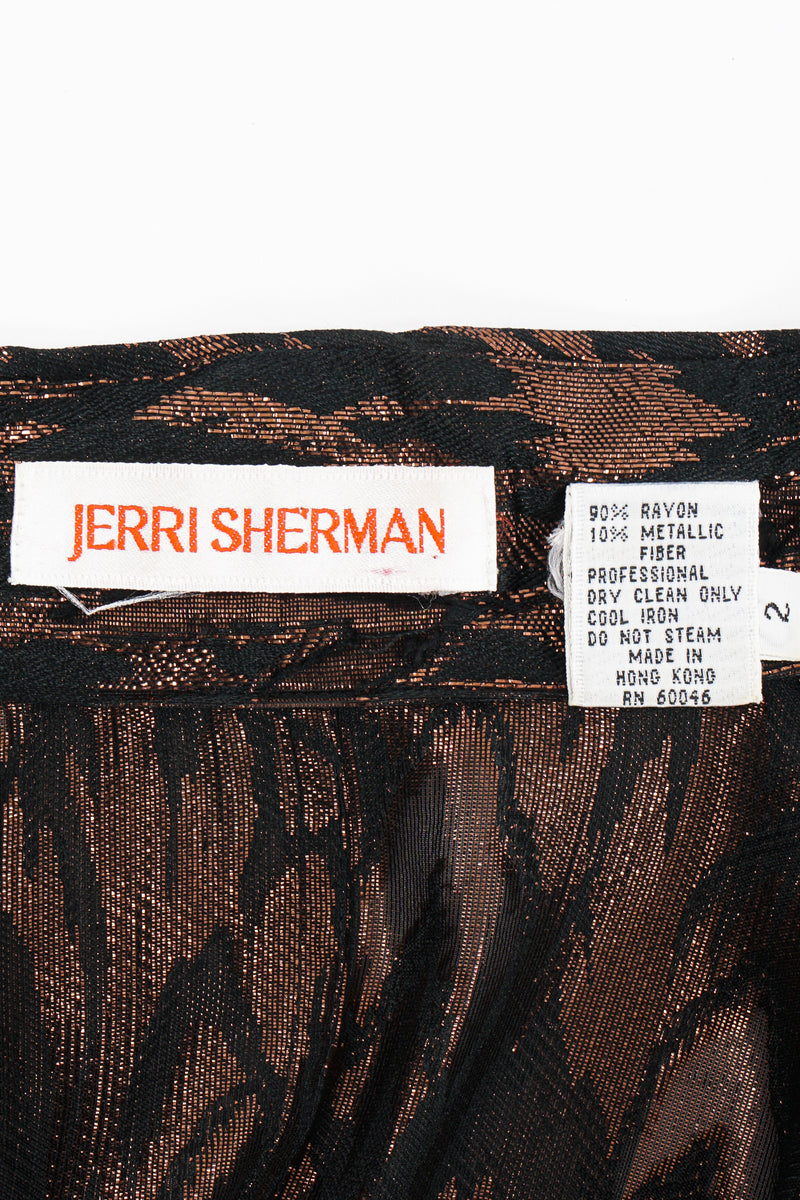 Vintage Jerri Sherman Faux Bois Brocade Blouse labels at Recess Los Angeles
