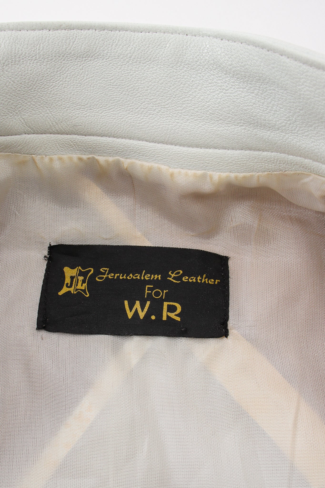 Vintage Jerusalem Leather Gold Leather Lamé Open Jacket label at Recess Los Angeles