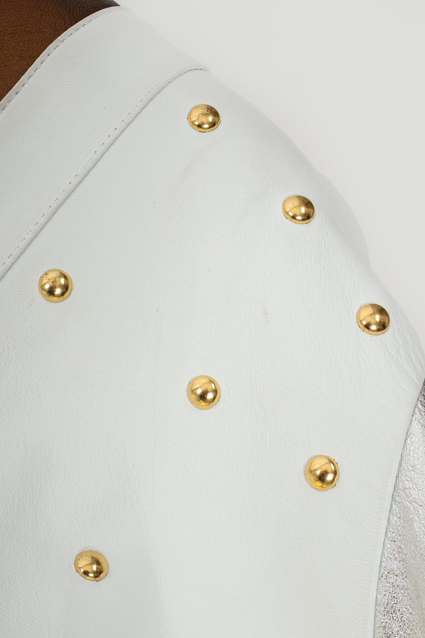 Vintage Jerusalem Leather Gold Leather Lamé Open Jacket stains at Recess Los Angeles