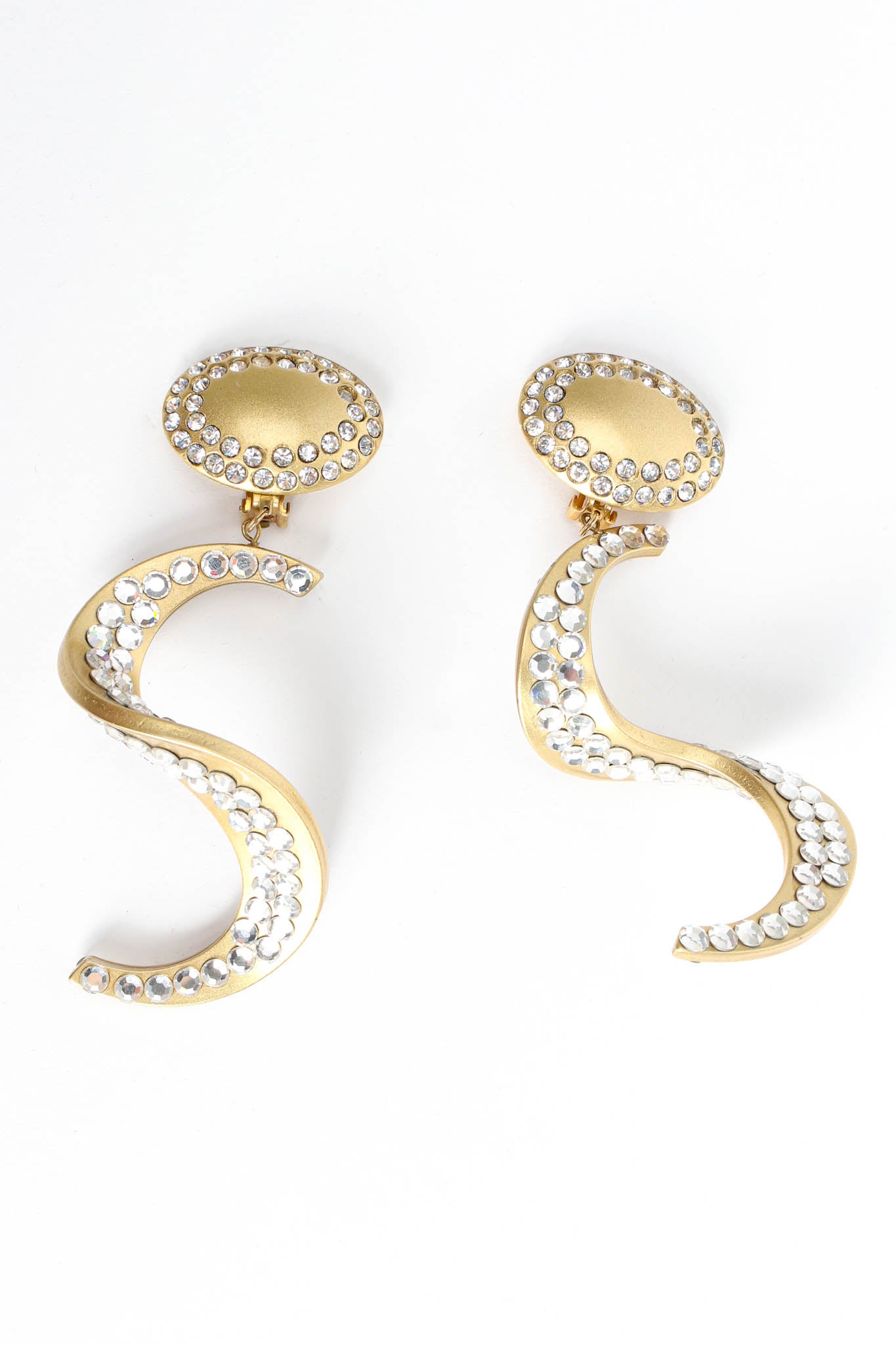 Vintage Jewellians Swirl Rhinestone Drop Earrings swirl flat @ Recess Los Angeles