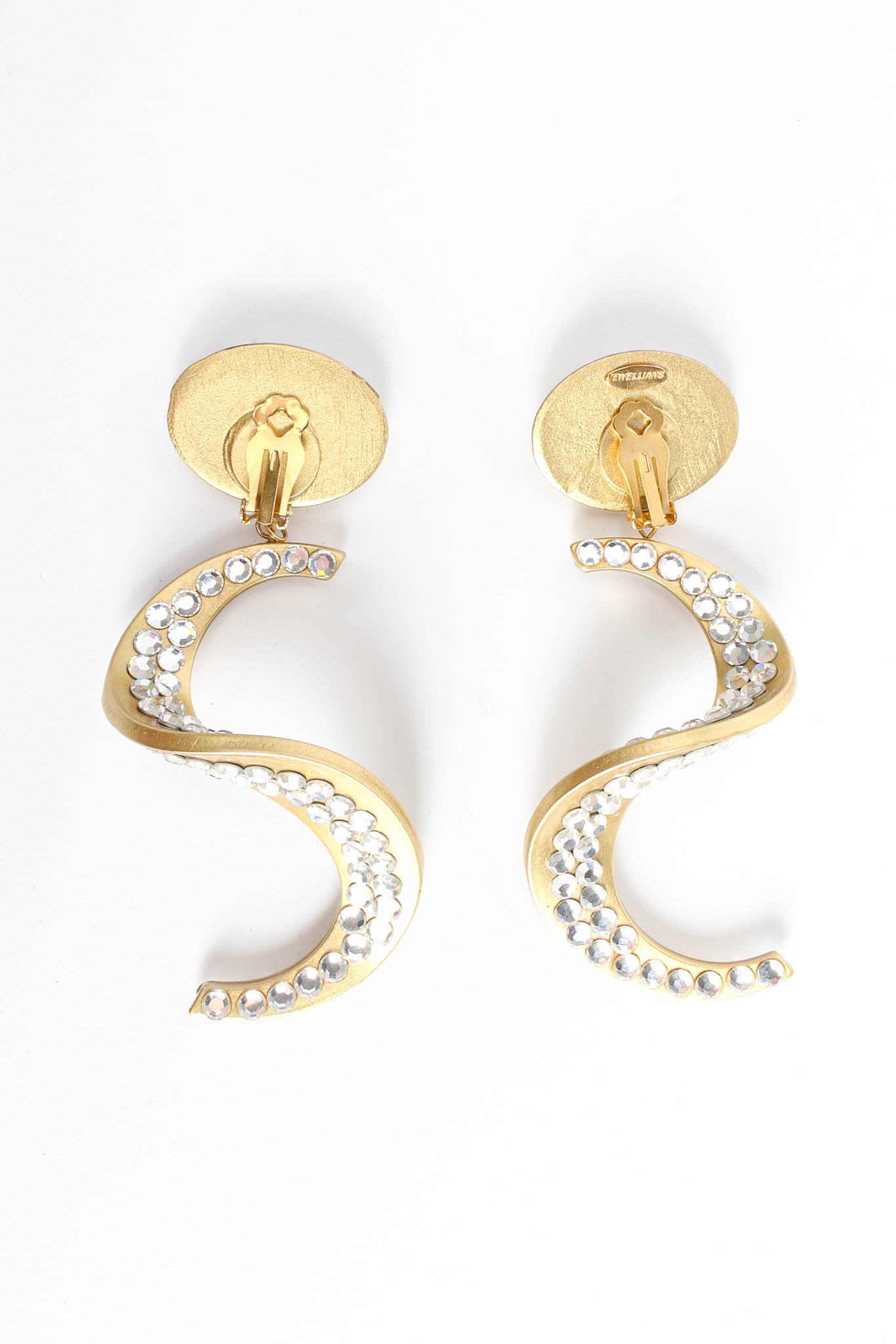 Vintage Jewellians Swirl Rhinestone Drop Earrings swirl back @ Recess Los Angeles