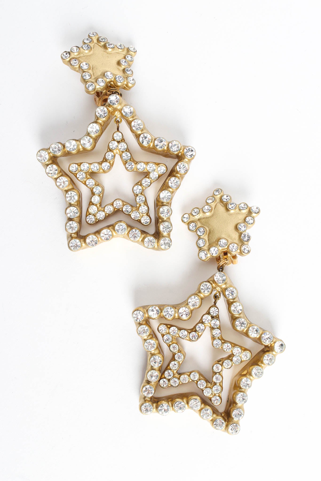 Vintage Jewellians Triple Star Rhinestone Earrings front @ Recess LA