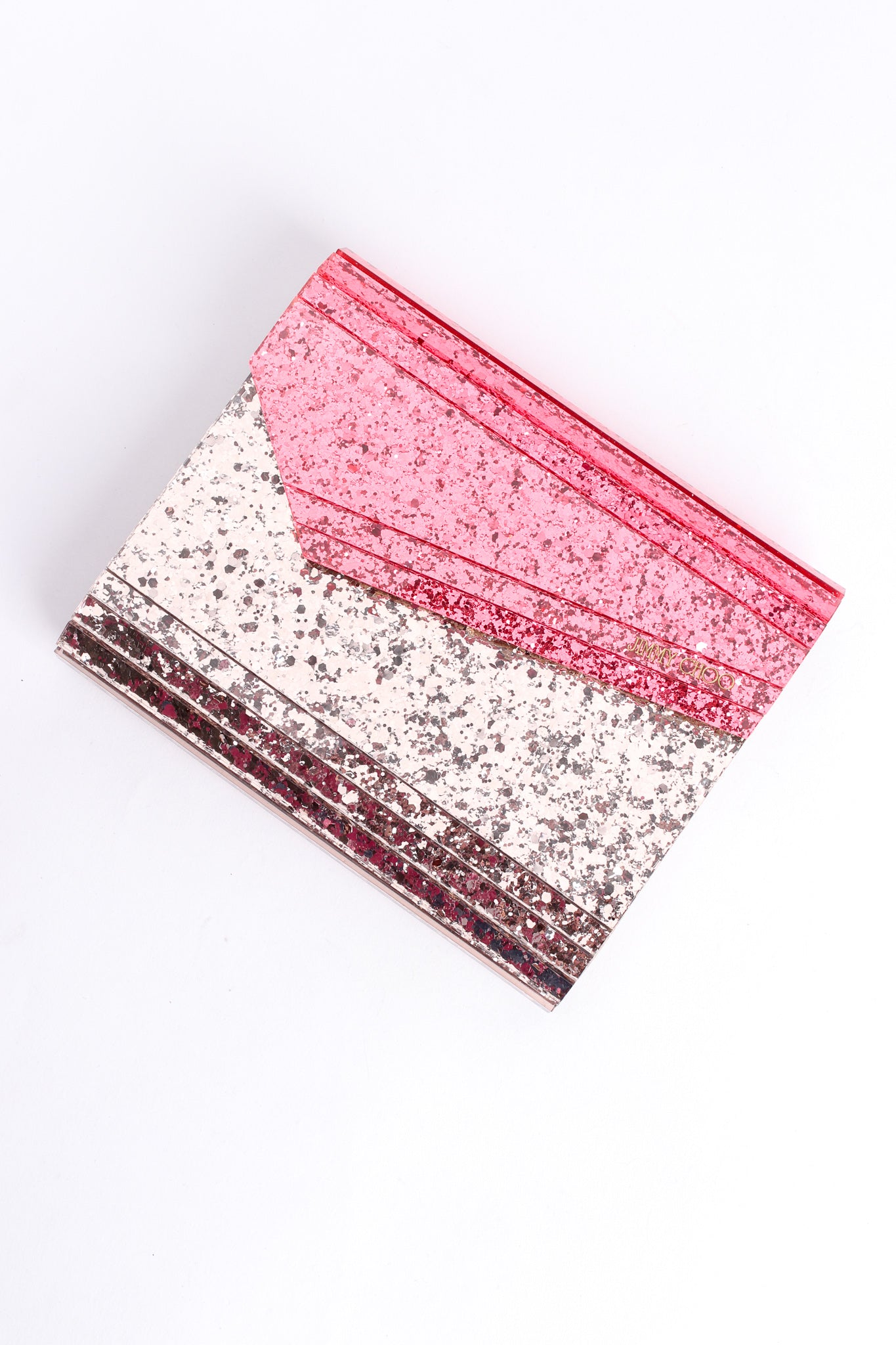 Jimmy Choo Two-Tone Acrylic Glitter Clutch Bag at Recess Los Angeles