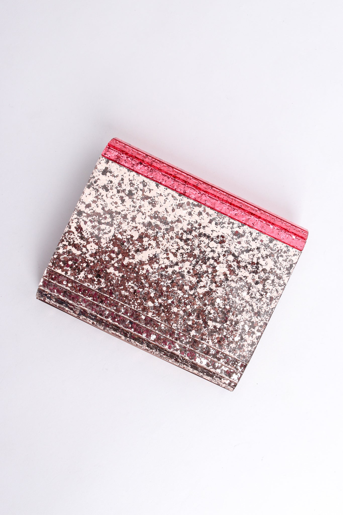 Jimmy Choo Two-Tone Acrylic Glitter Clutch Bag back at Recess Los Angeles