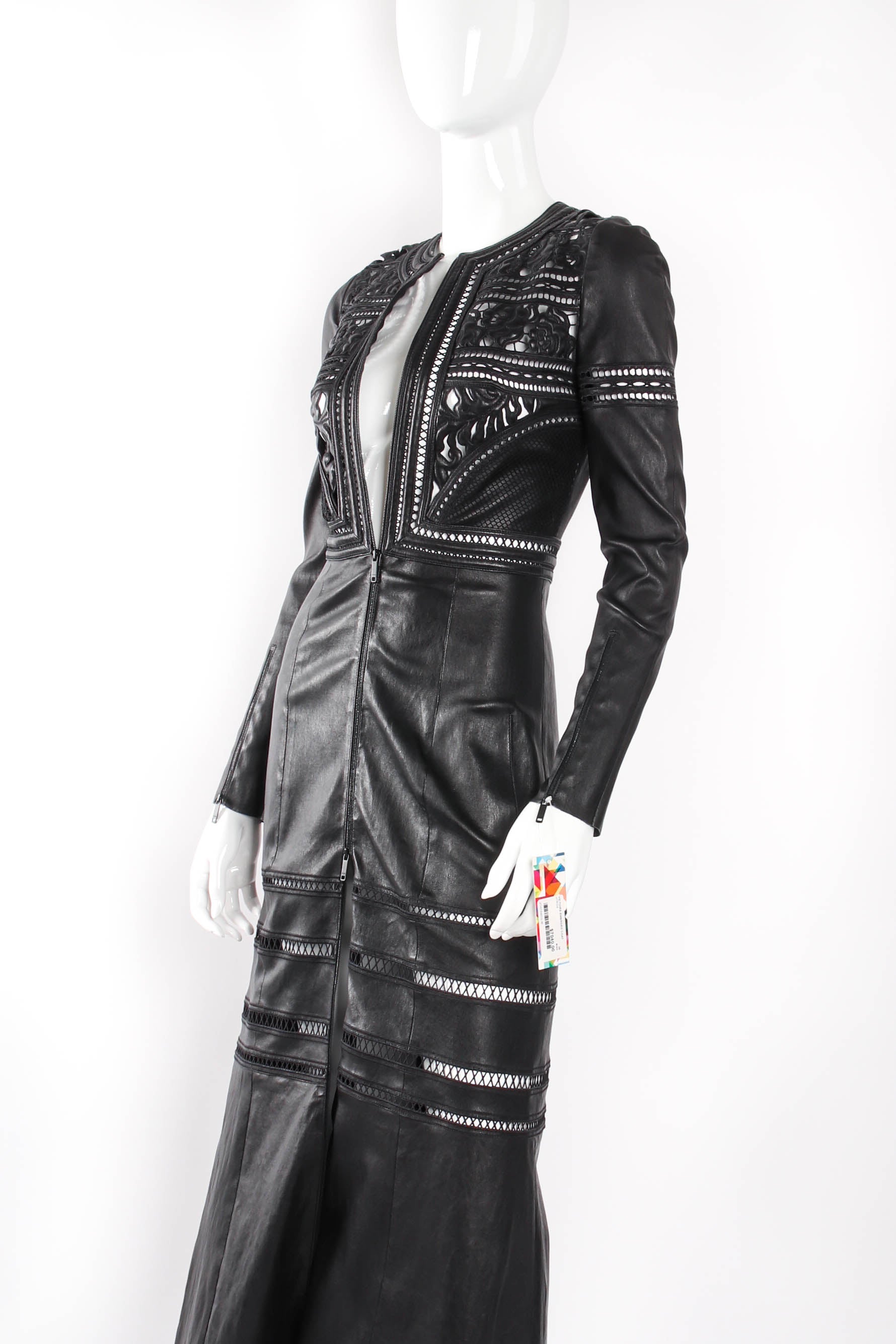 2016 A/W Leather Guipure Lace Coat Dress