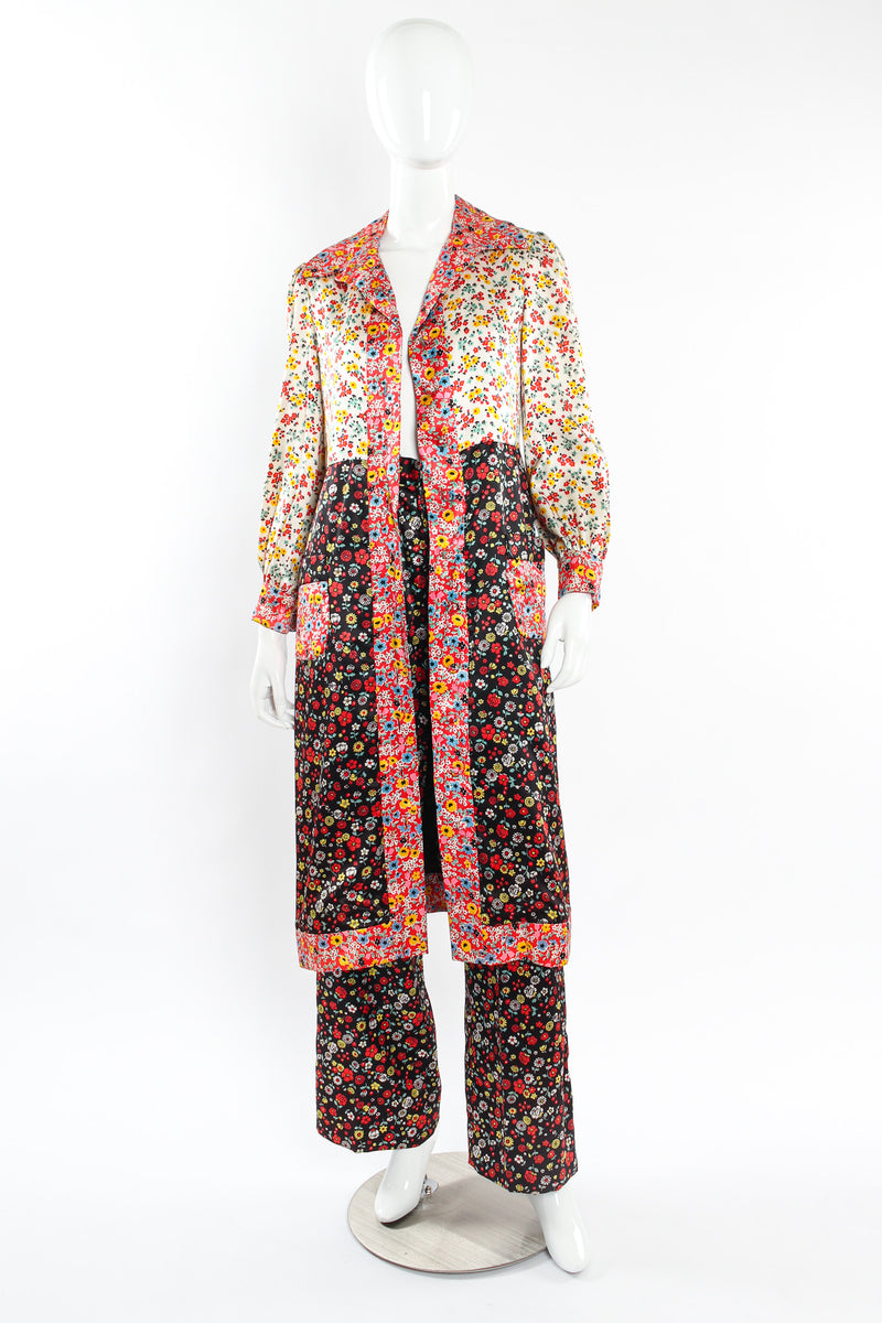 Vintage Joan Leslie by Kasper Floral Duster & Pant Set mannequin front opened duster @ Recess LA