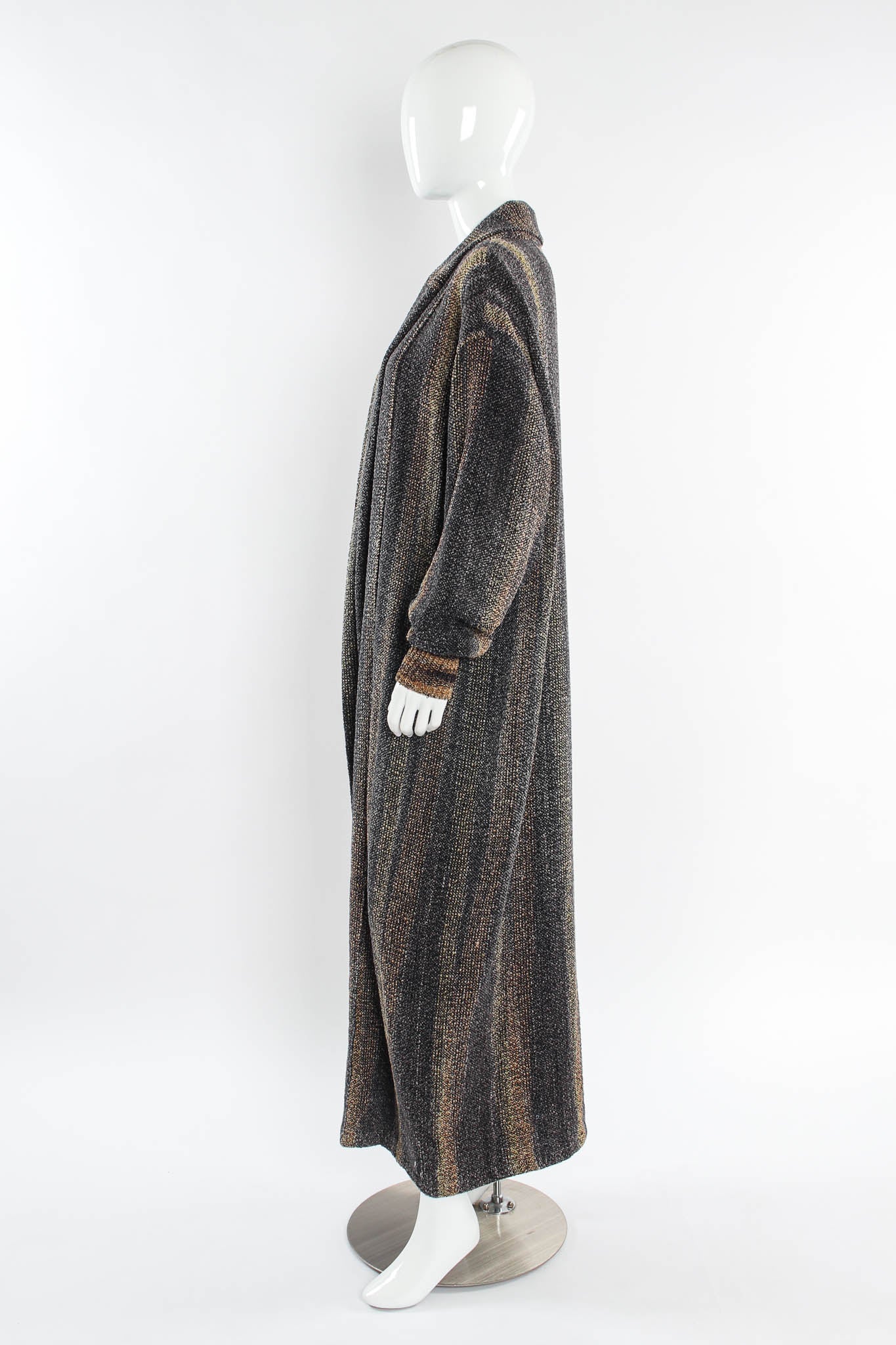 Vintage Joan McGee Ombré Grey Stripe Silk Knit Duster mannequin side @ Recess LA