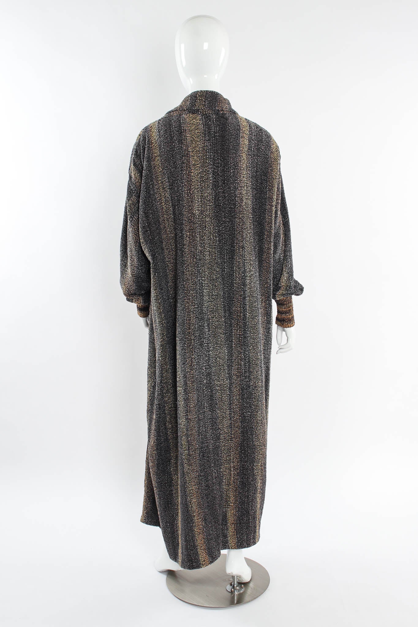 Vintage Joan McGee Ombré Grey Stripe Silk Knit Duster mannequin back @ Recess LA