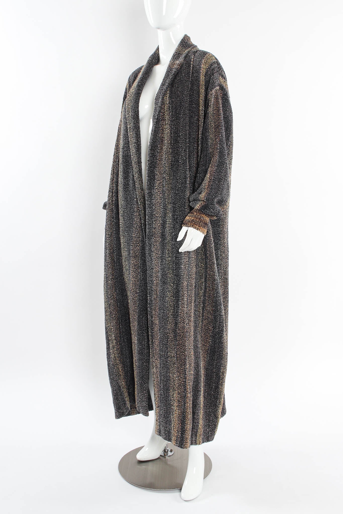 Vintage Joan McGee Ombré Grey Stripe Silk Knit Duster mannequin side @ Recess LA