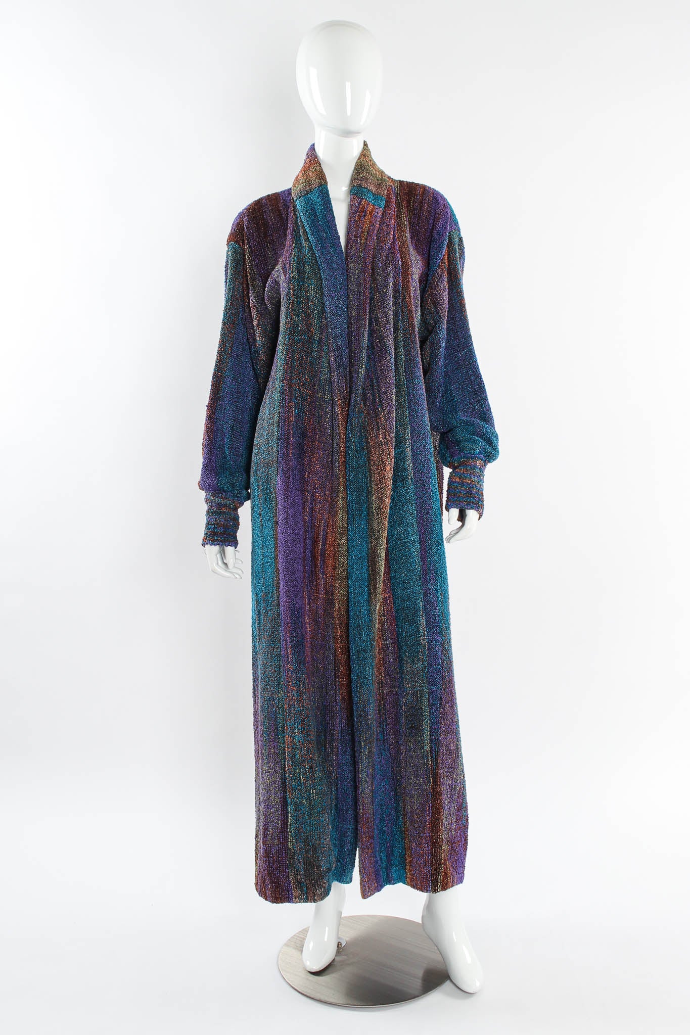 Vintage Joan McGee Ombré Colored Silk Knit Duster mannequin front @ Recess LA