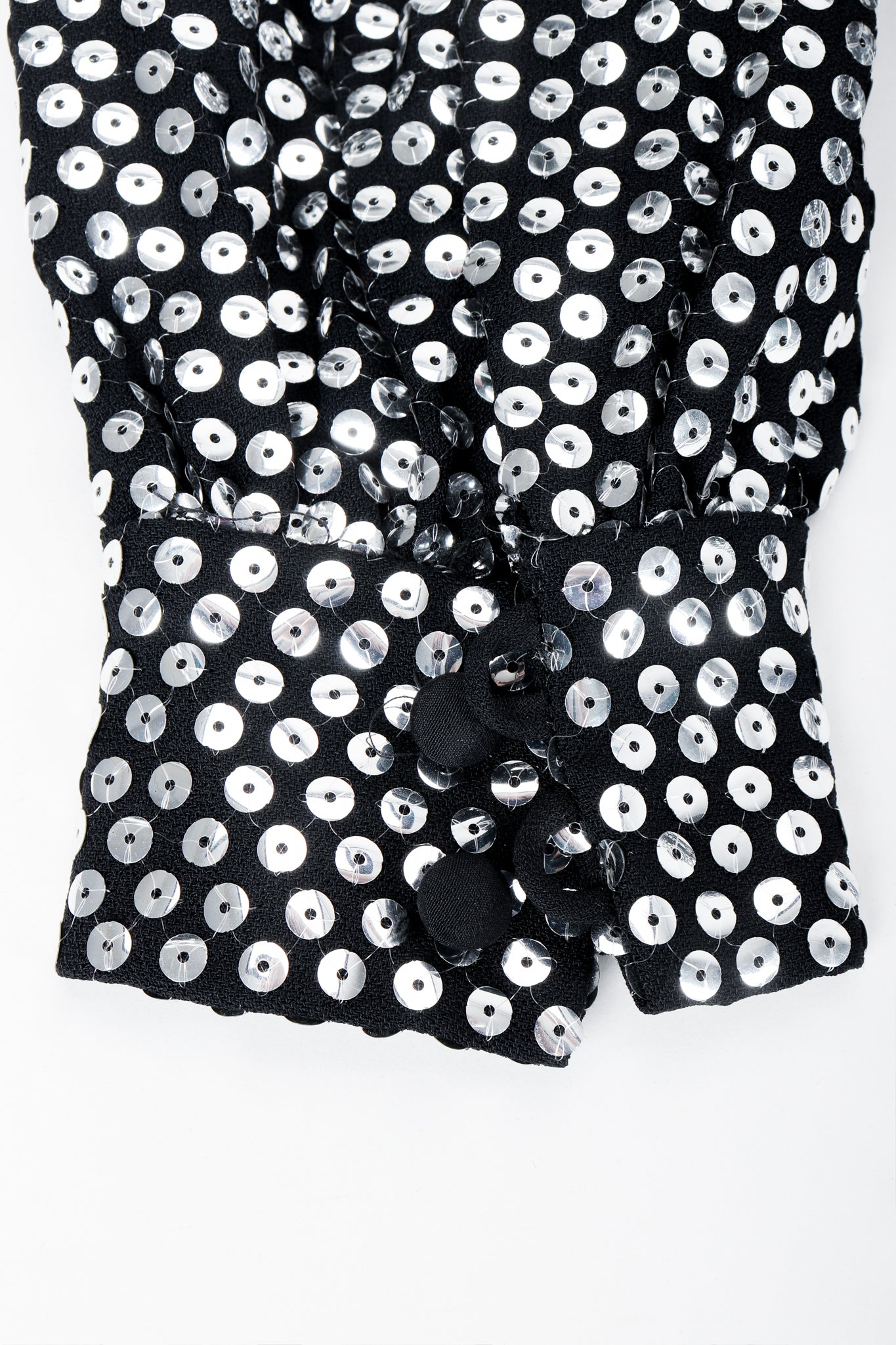 Vintage Joan Leslie by Kasper Sequin Mirror Shirtwaist Dress Sleeve Cuff