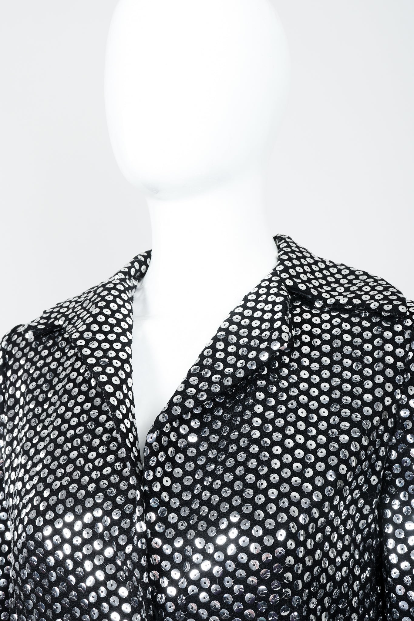 Vintage Joan Leslie by Kasper Sequin Mirror Shirtwaist Dress on Mannequin collar at Recess 