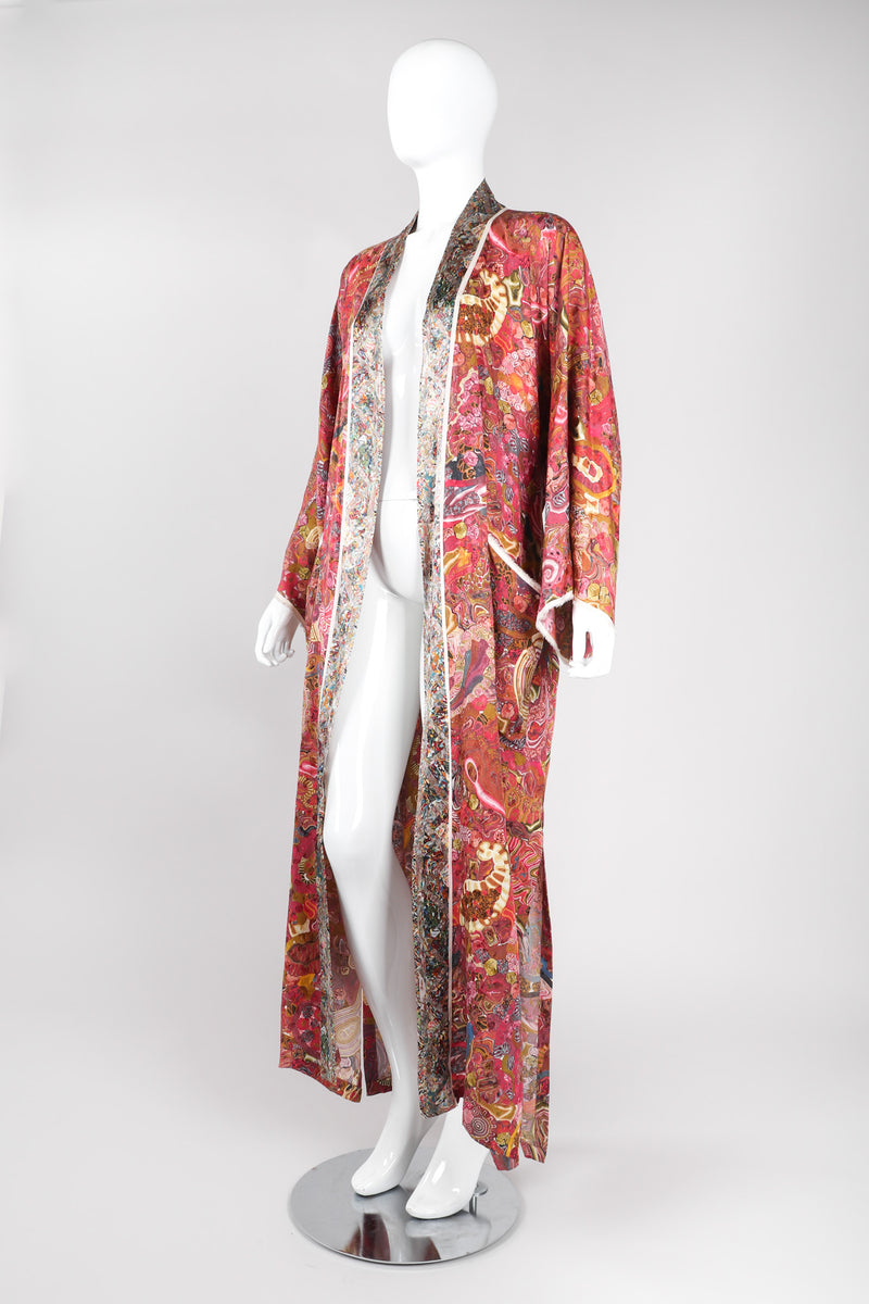 Recess Los Angeles Vintage Joan Vass Crystal Agate Silk Kimono Robe Duster