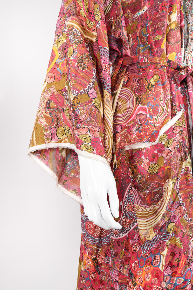 Recess Los Angeles Vintage Joan Vass Crystal Agate Silk Kimono Robe Duster