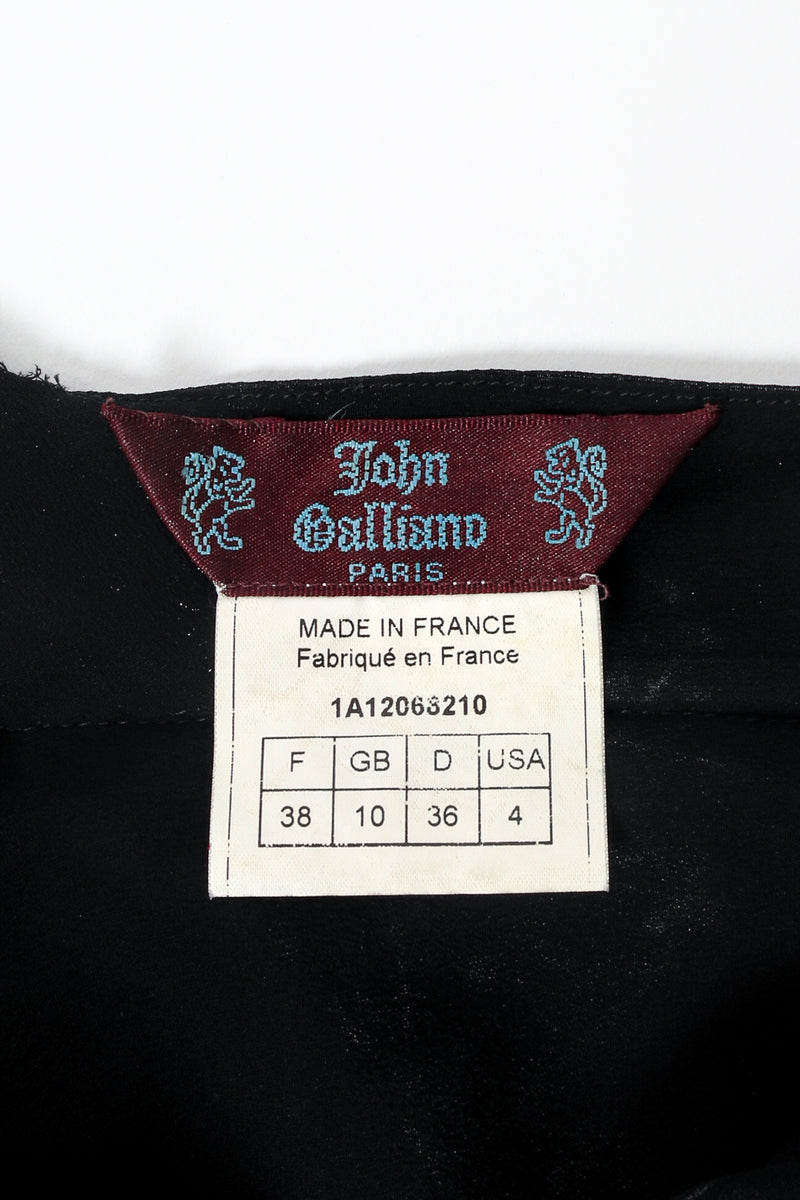 Vintage John Galliano Diamond Patchwork Halter Sheath Gown label at Recess Los Angeles