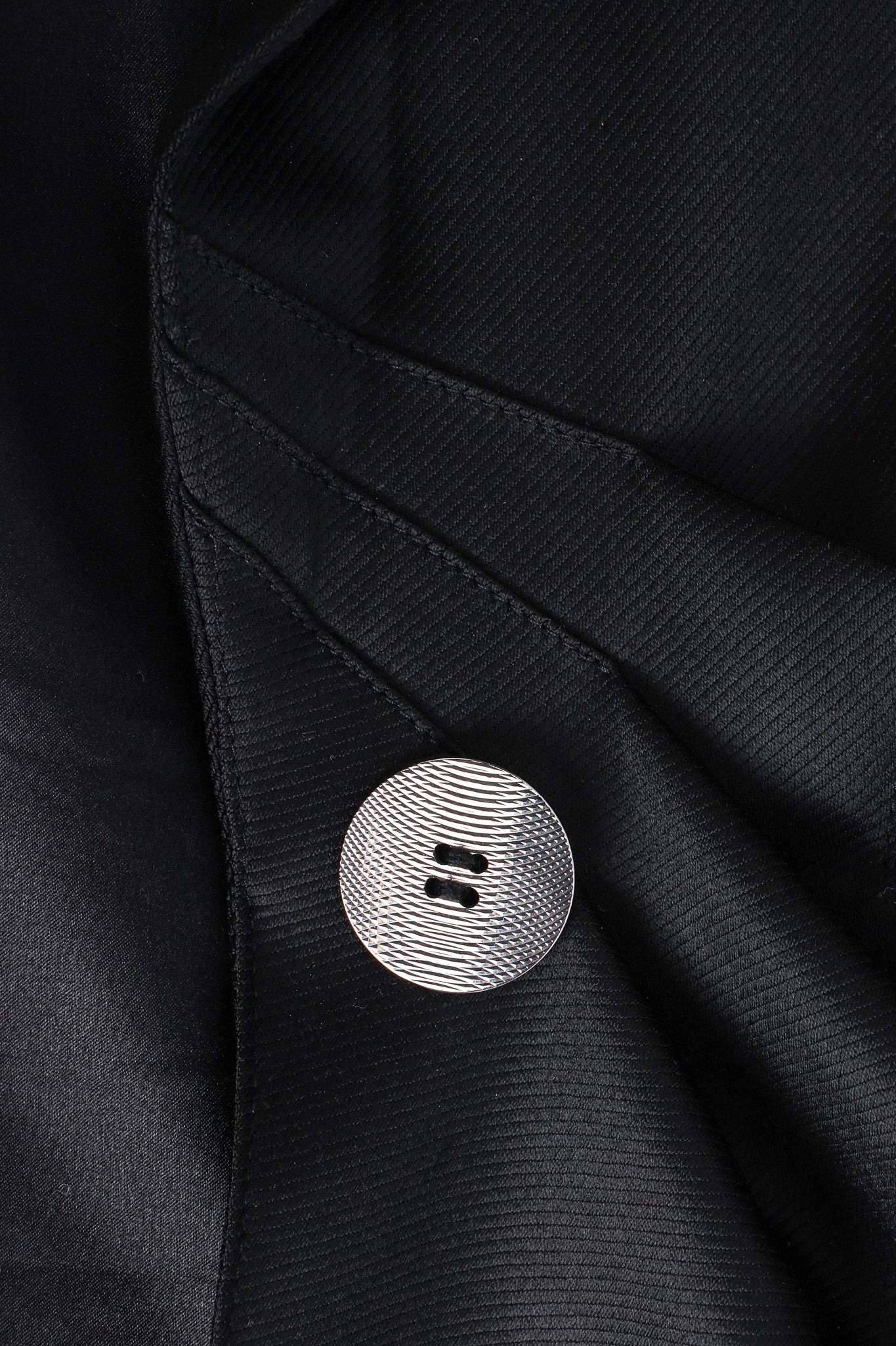 Vintage John Galliano Gathered Wool Blazer etched button close @ Recess LA