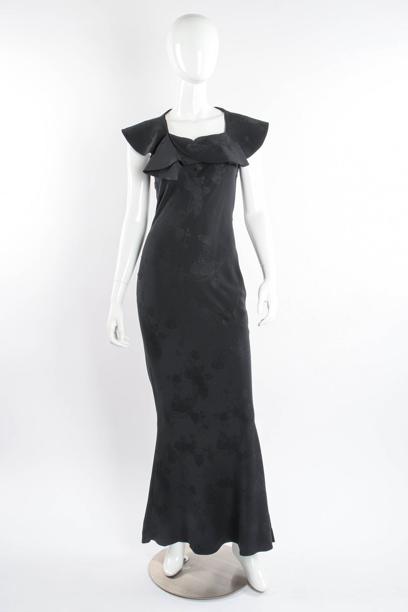 John Galliano Blossom Collar Bias Silk Gown on Mannequin front at Recess Los Angeles