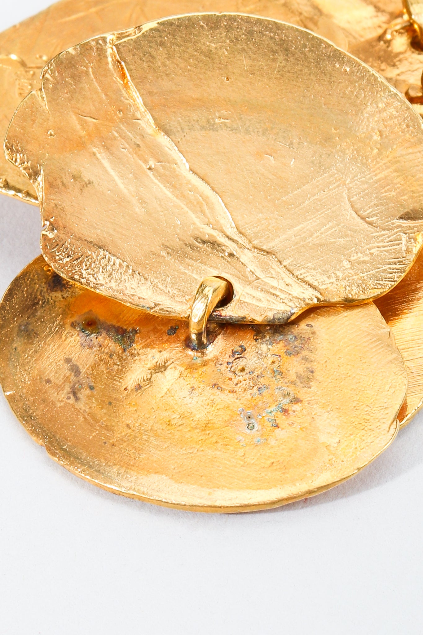 Vintage John Iversen Gold Tiled Coin Bracelet Wear to back