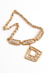 Vintage Jomaz Hammered Rhinestone Pendant Necklace creative front/close up @ Recess Los Angeles