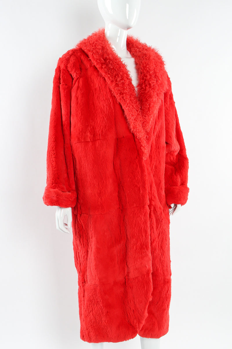 Vintage Jona Mongolian Fur Panel Coat mannequin front angle close @ Recess LA