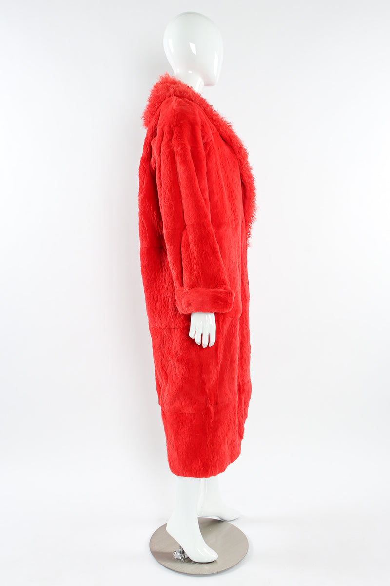 Vintage Jona Mongolian Fur Panel Coat mannequin side  @ Recess LA