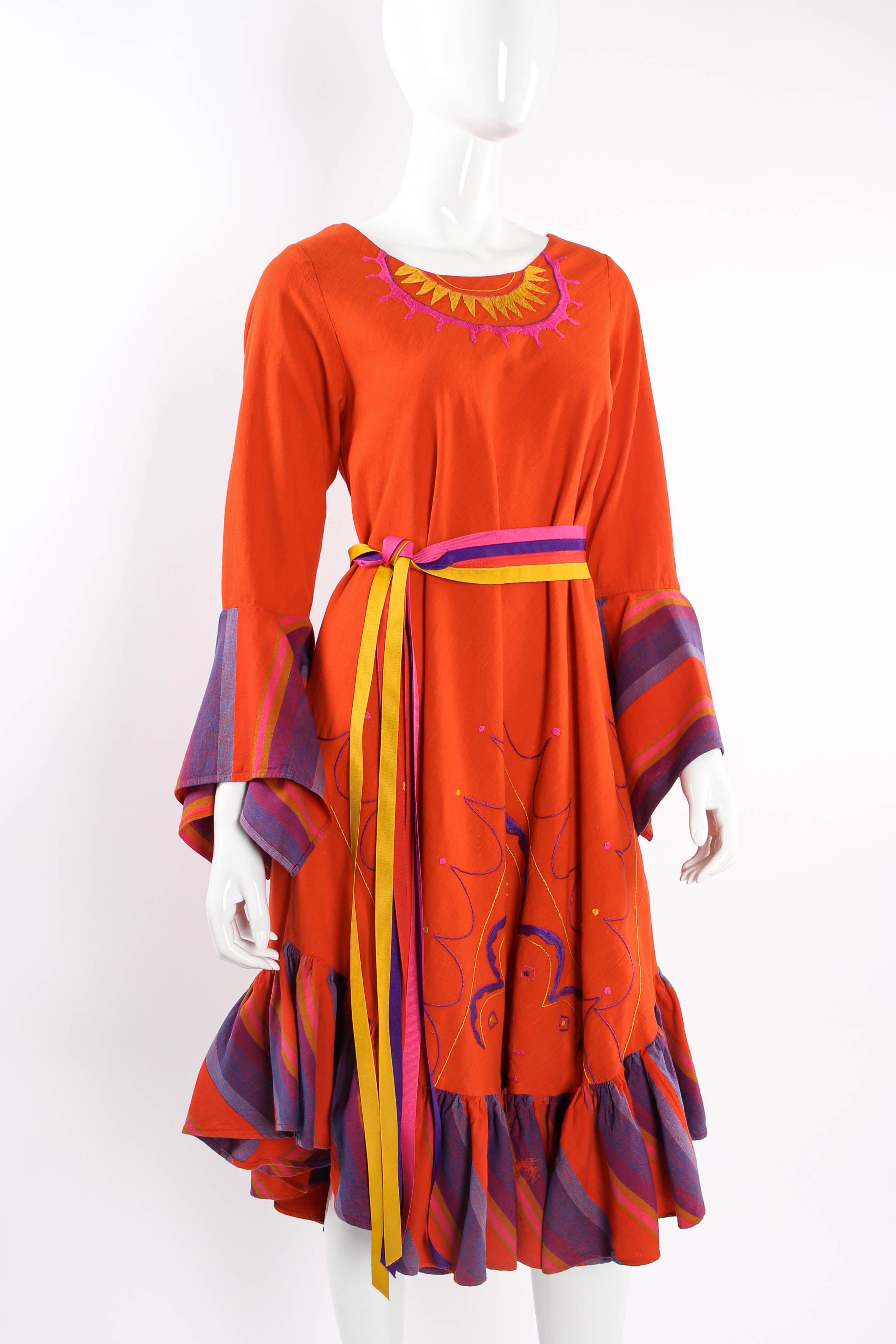 Vintage Josefa Festive Sunrise Tunic Dress mannequin angle close up @ Recess LA