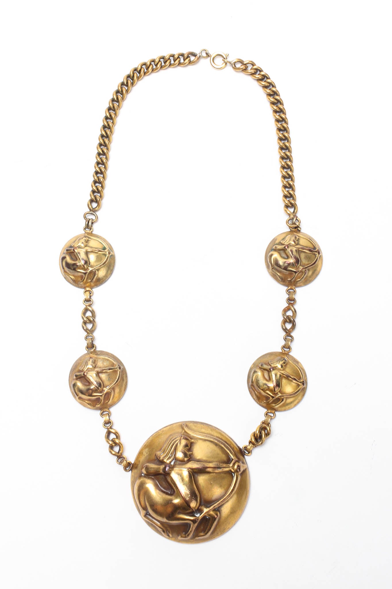 Vintage Joseff of Hollywood Sagittarius Archer Dome Necklace front overall @ Recess LA
