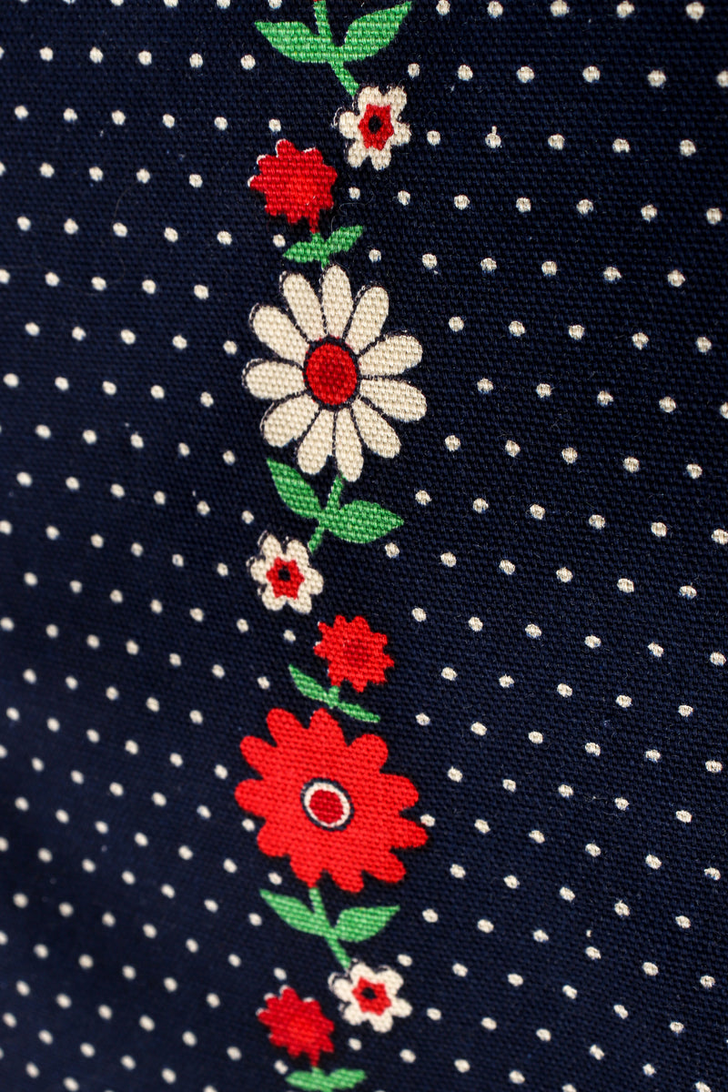 Vintage Joseph Magnin Wide Leg Floral Dot Suspender Pant fabric detail at Recess Los Angeles