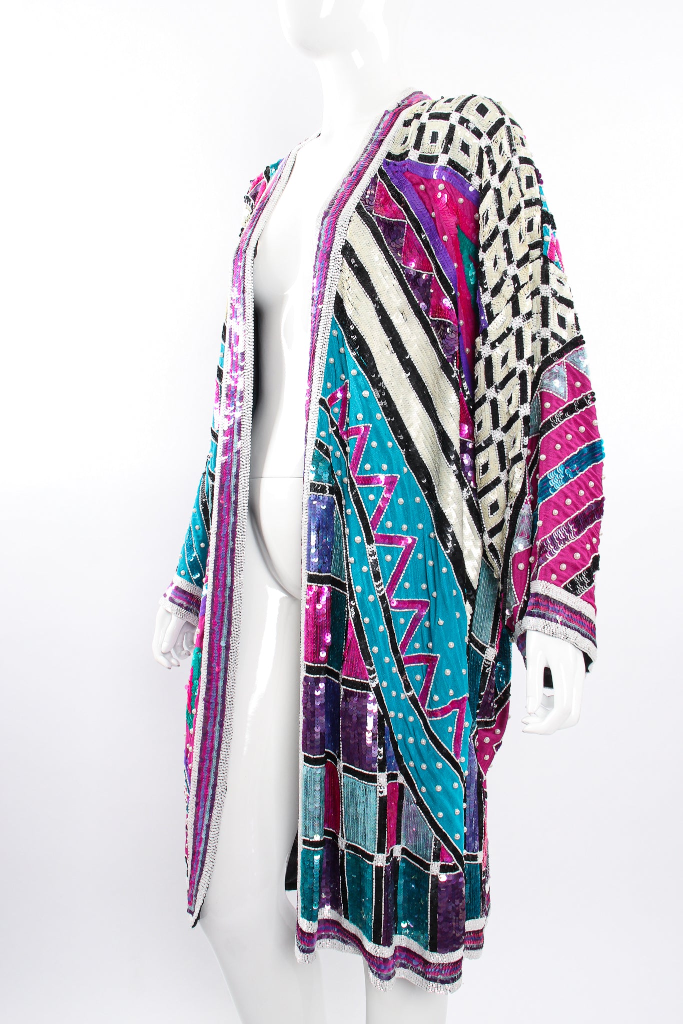 Vintage Judith Ann Creations Embellished Sequin Duster Coat on Mannequin angle at Recess LA