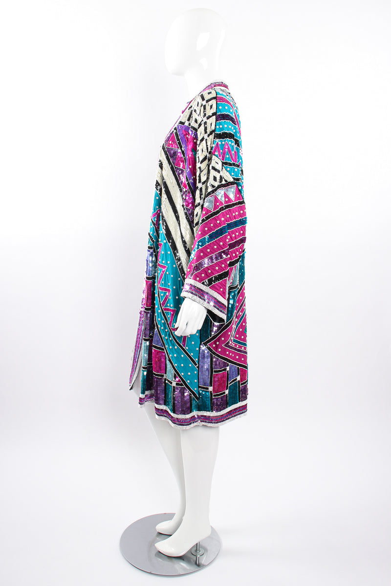 Vintage Judith Ann Creations Embellished Sequin Duster Coat on Mannequin side at Recess LA