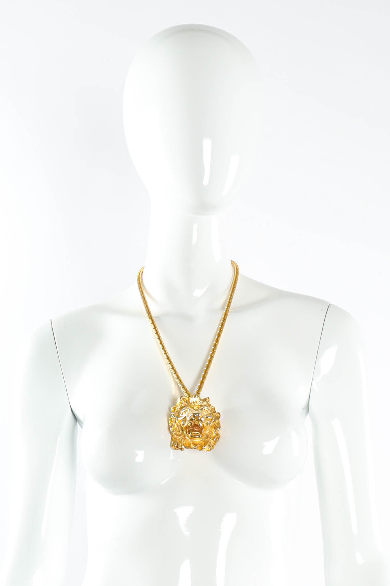 Vintage Judith Leiber Lion Brooch Pendant Necklace on mannequin necklace @ Recess Los Angeles