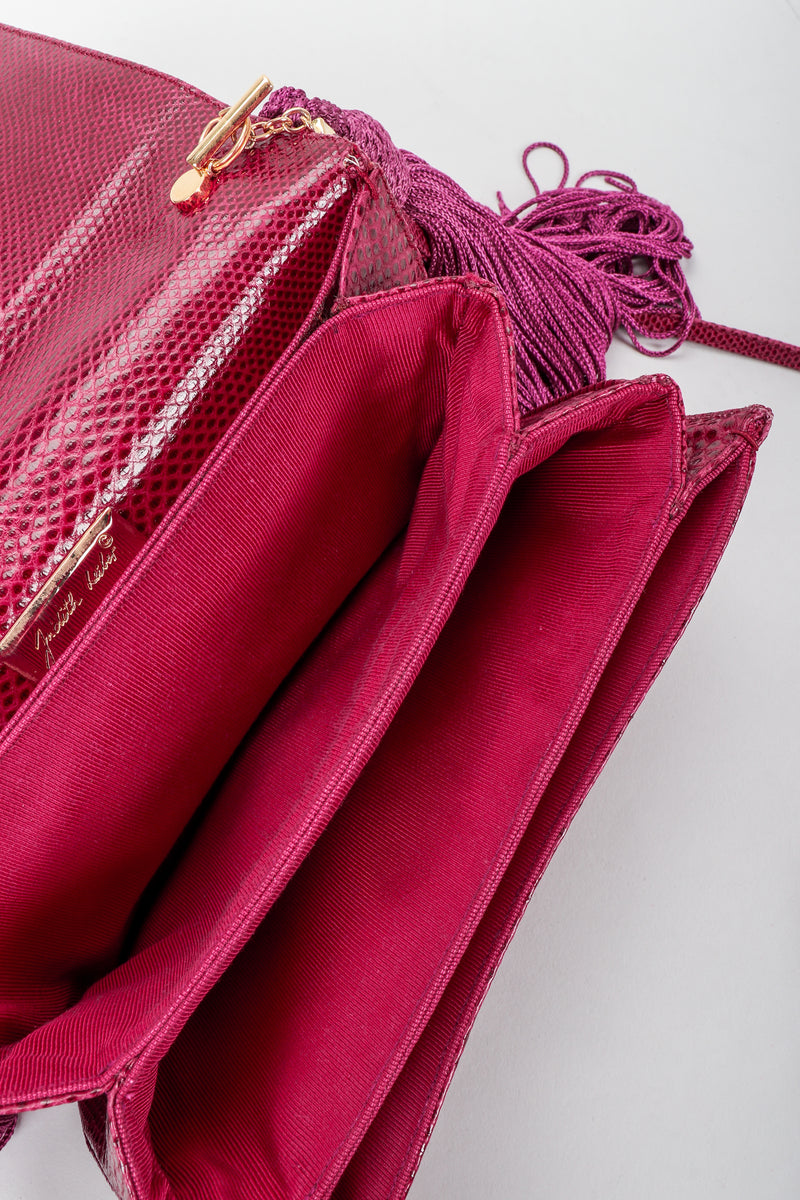 Vintage Judith Leiber Magenta Lizard Double Tassel Bag – Recess