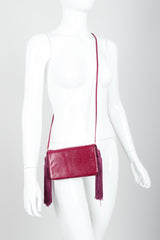 Vintage Judith Leiber Magenta Lizard Double Tassel Bag on Mannequin at Recess Los Angeles