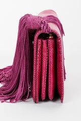 Vintage Judith Leiber Magenta Lizard Double Tassel Bag Side 1 at Recess Los Angeles