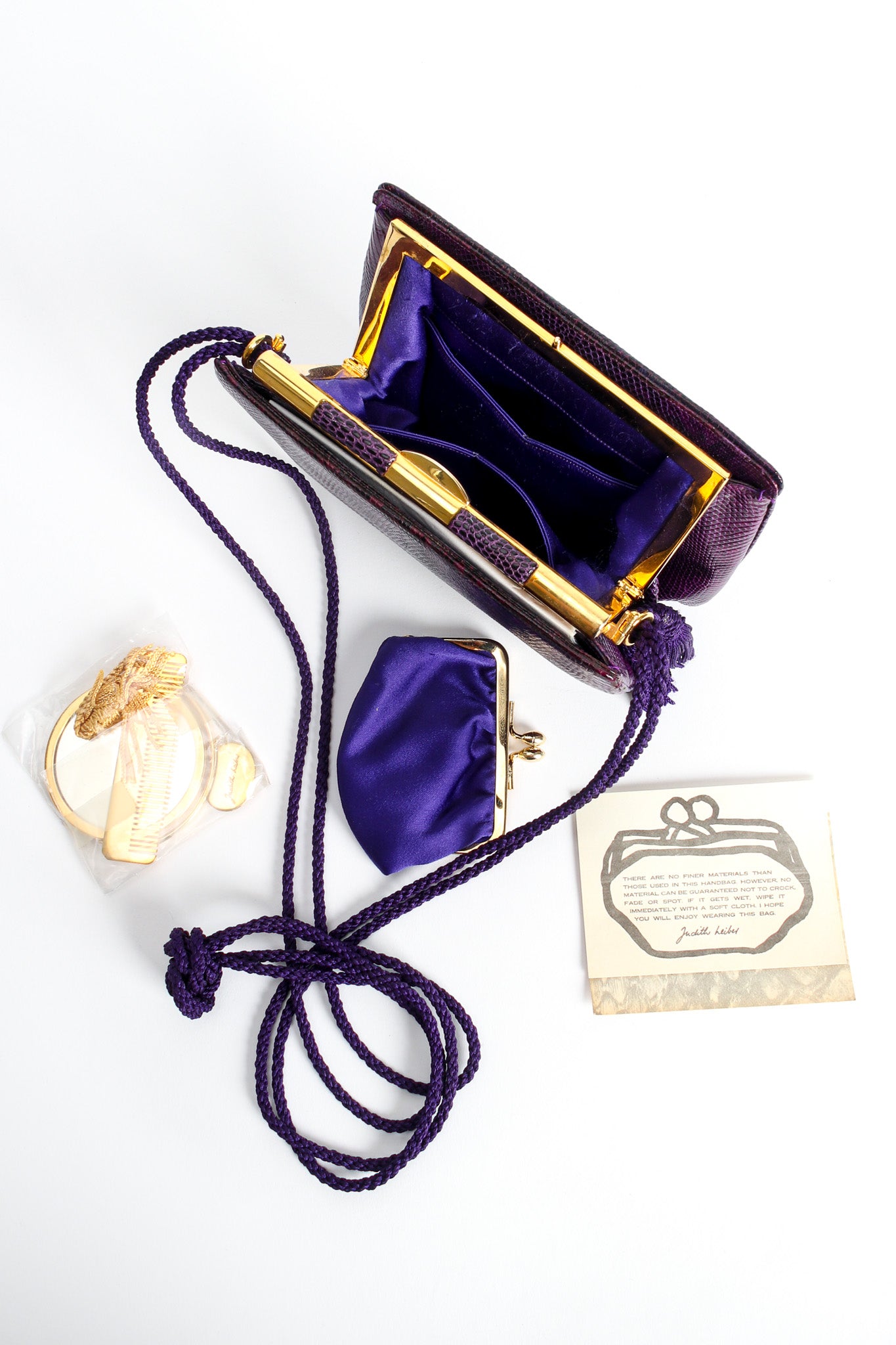 Vintage Judith Leiber Reptile Leather Mini Clutch Bag accessories & original paperwork @ Recess Los Angeles