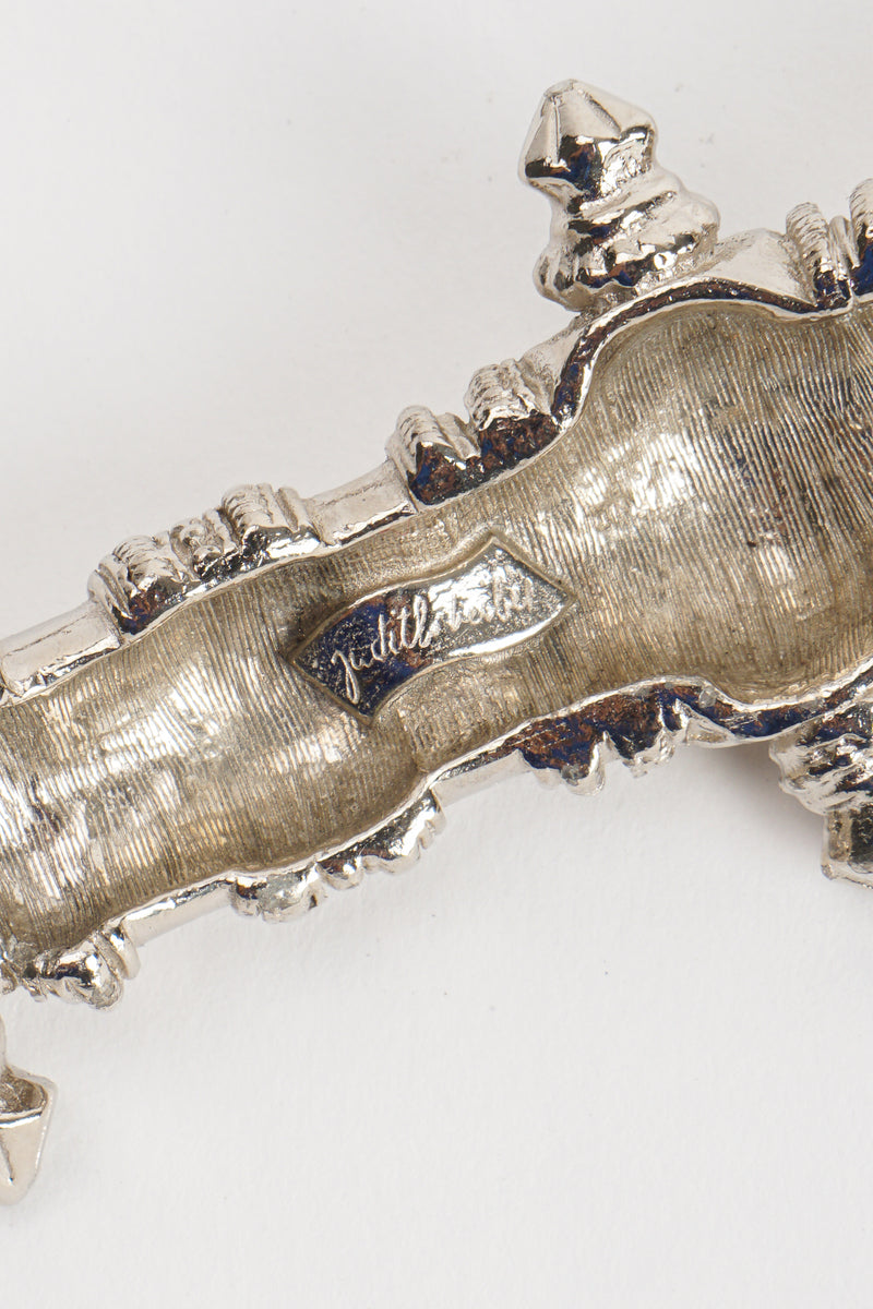 Vintage Judith Leiber Silver Byzantine Metal Belt signature cartouche at Recess Los Angeles