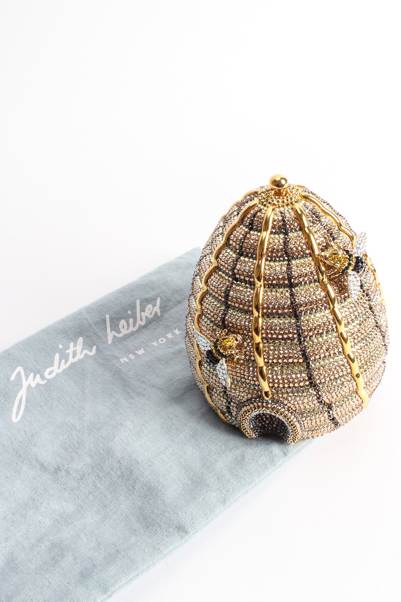 Vintage Judith Leiber Beehive Crystal Clutch Bag with dust bag @ Recess Los Angeles