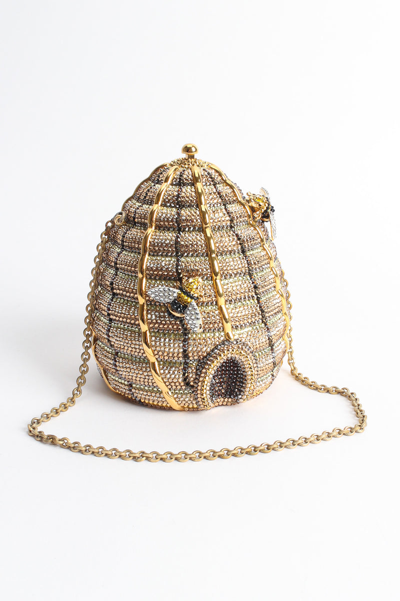 Vintage Judith Leiber Beehive Crystal Clutch Bag with strap @ Recess Los Angeles