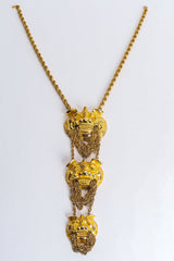 Vintage Judith Leiber Foo Dog Triple Pendant Necklace Front Flat at Recess LA