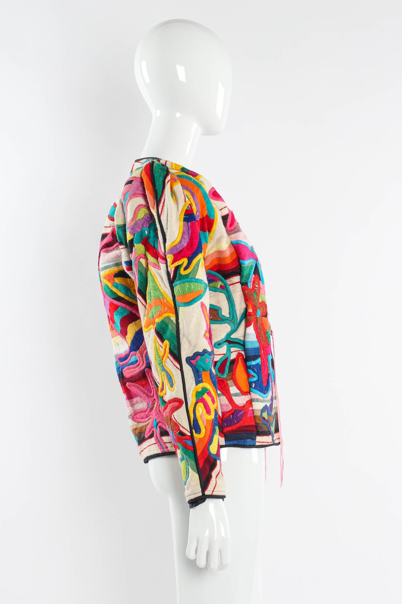Vintage Judith Roberts Rainbow Abstract Animal & Floral Jacket mannequin side @ Recess LA