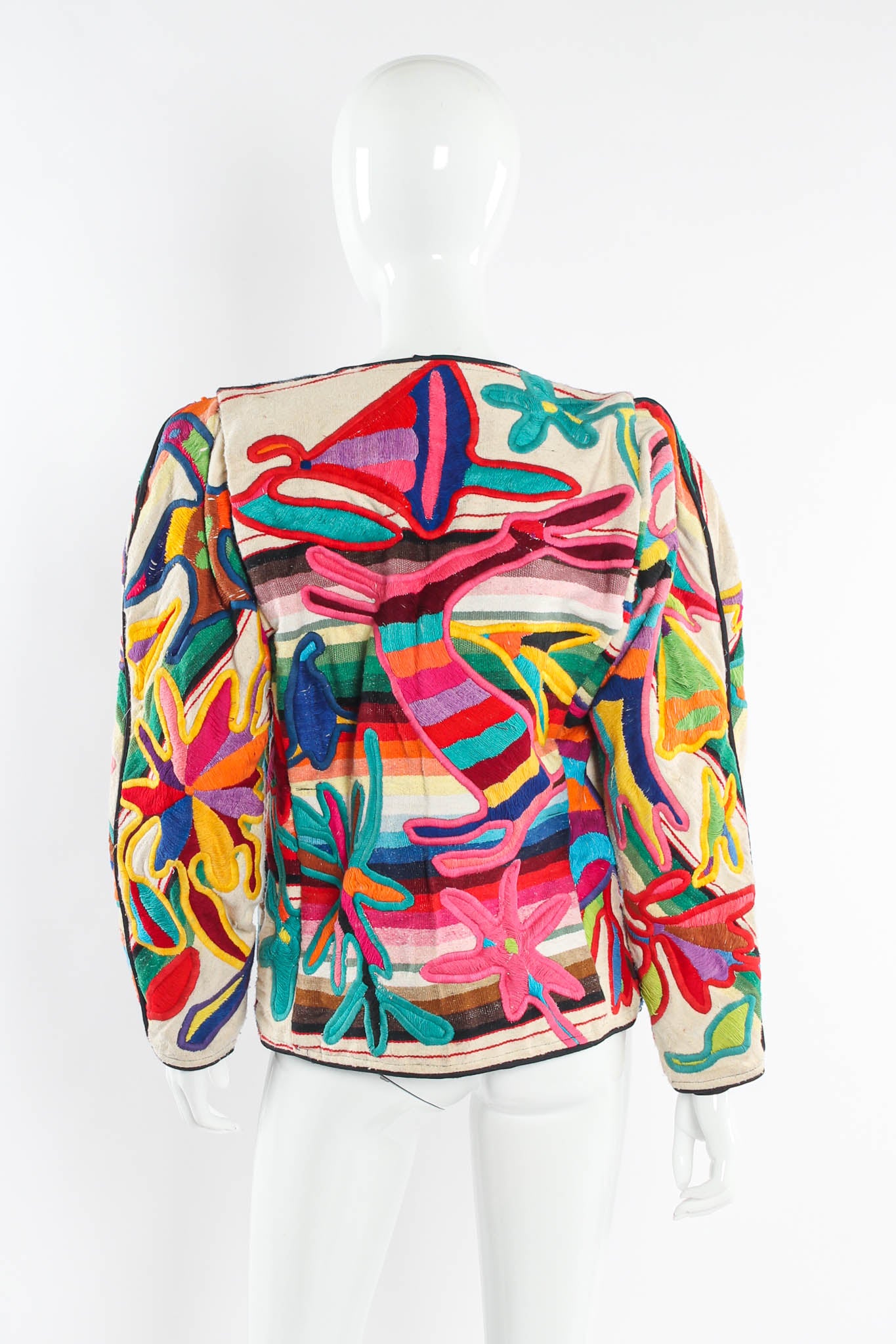 Vintage Judith Roberts Rainbow Abstract Animal & Floral Jacket mannequin back @ Recess LA