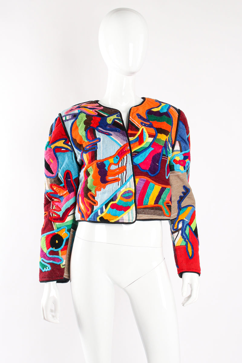 Vintage Judith Roberts Embroidered Desert Animal Cropped Jacket front on mannequin at Recess LA