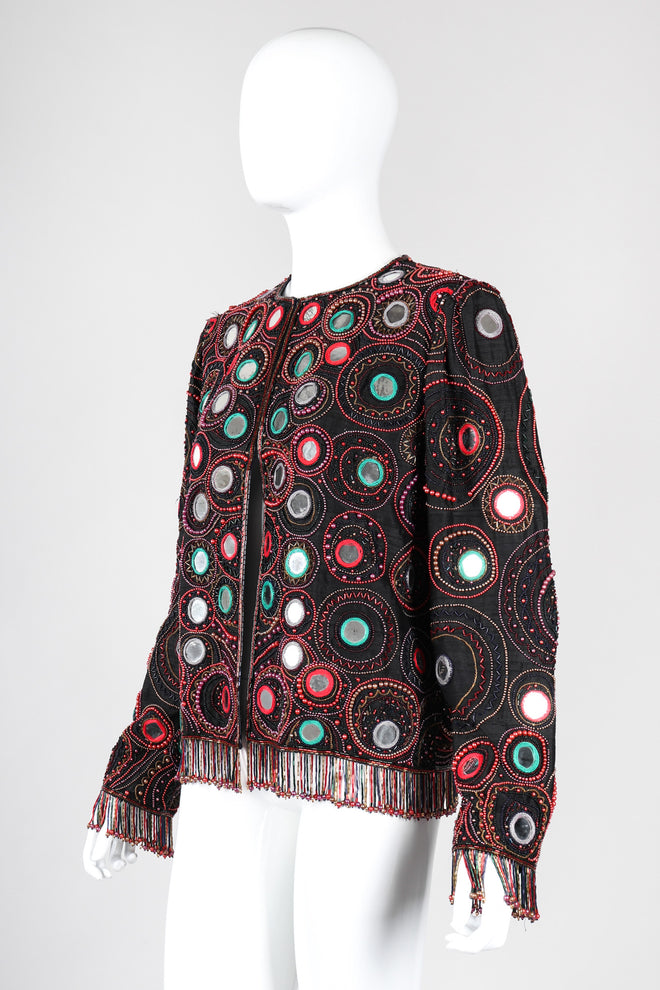 Recess Los Angeles Vintage Judith Ann Creations Beaded Mirror Fringe Boxy Jacket