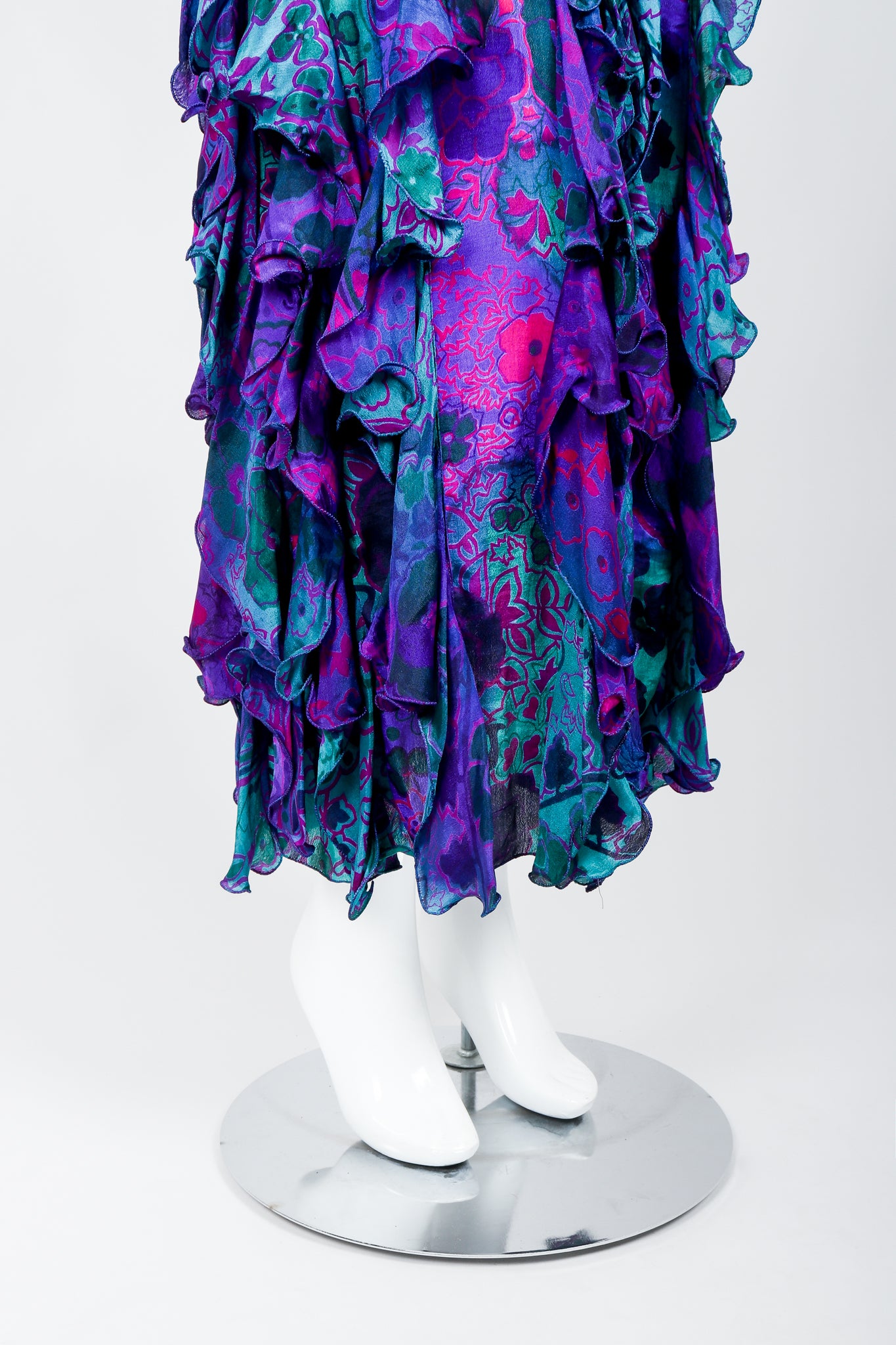 Vintage Judith Ann Creations Silk Ruffle Dress on Mannequin skirt at Recess