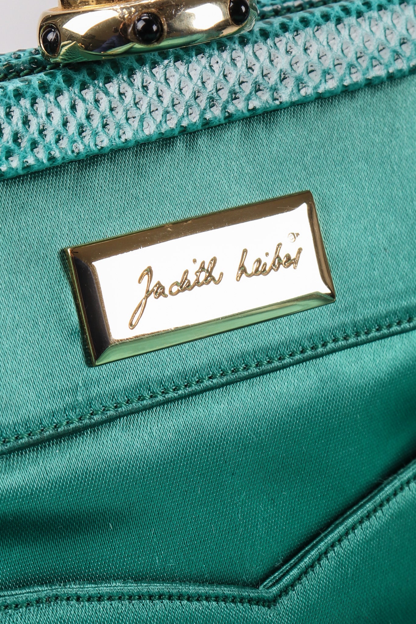 Recess Los Angeles Vintage Judith Leiber Teal Lizard Tassel Bag