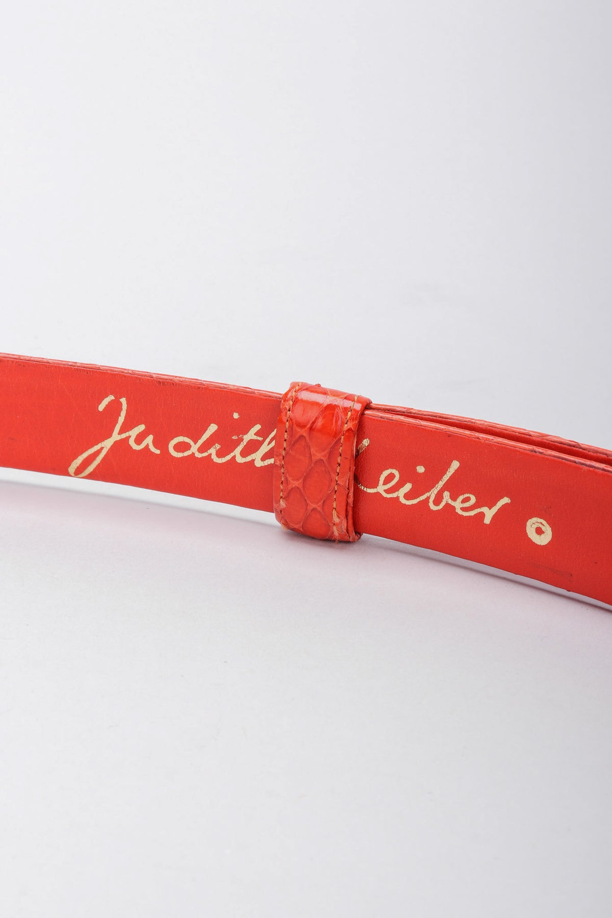 Vintage Judith Leiber Orange Snakeskin Belt Gold Diamond  display picture 3